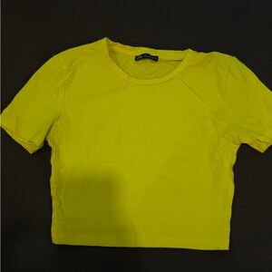 Zara Neon Yellow Cropped Tee
